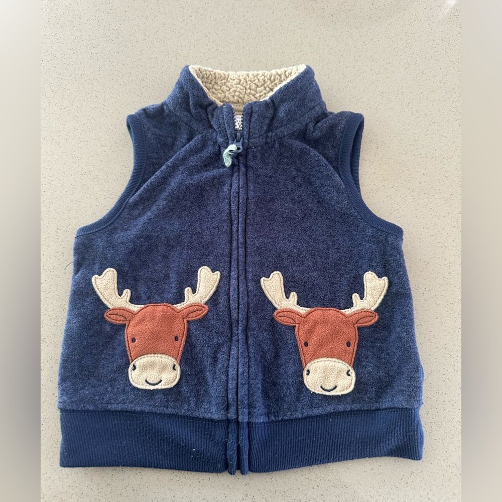 Carters ‘rain deer’ Blue Vest Size 9 months